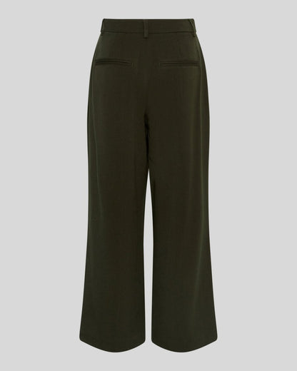 MSCH Copenhagen Hose Henrika – High-Waist Anzughose mit weitem Bein in Olivgrün