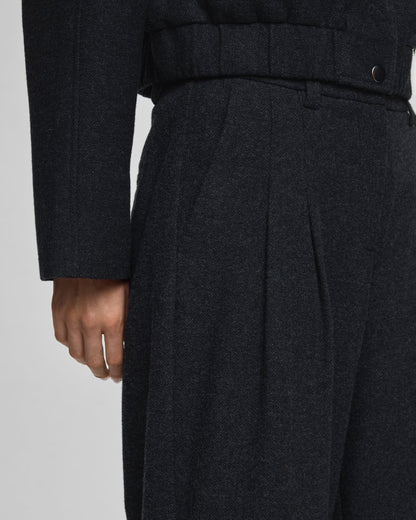 MSCH Copenhagen Hose Seba – Wollhose mit High-Waist und weitem Bein in Anthrazit