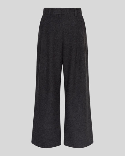 MSCH Copenhagen Hose Seba – Wollhose mit High-Waist und weitem Bein in Anthrazit
