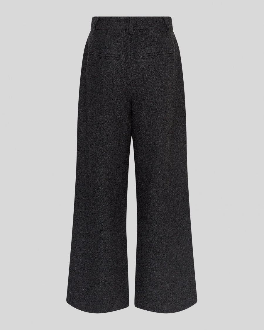 MSCH Copenhagen Hose Seba – Wollhose mit High-Waist und weitem Bein in Anthrazit