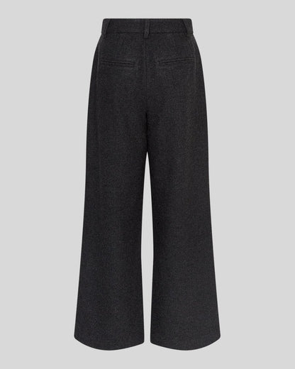 MSCH Copenhagen Hose Seba – Wollhose mit High-Waist und weitem Bein in Anthrazit