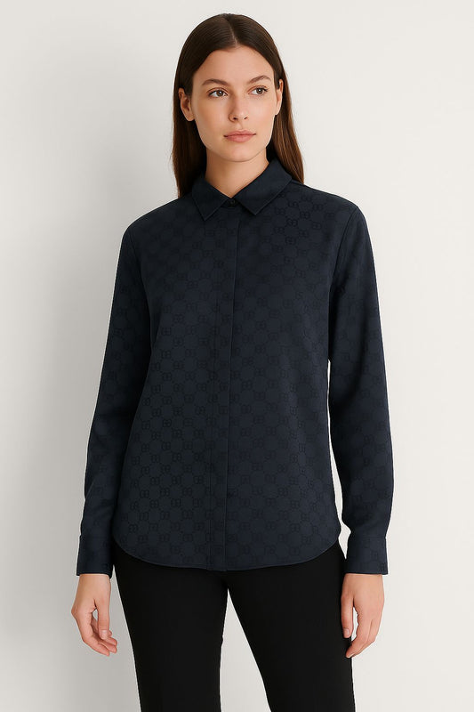 Signature Hemdbluse – Navy Monogramm